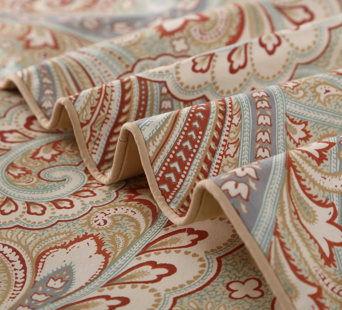 Three Piece 600TC Duvet Cover Set 100 Percent Egyptian Cotton Boho Paisley