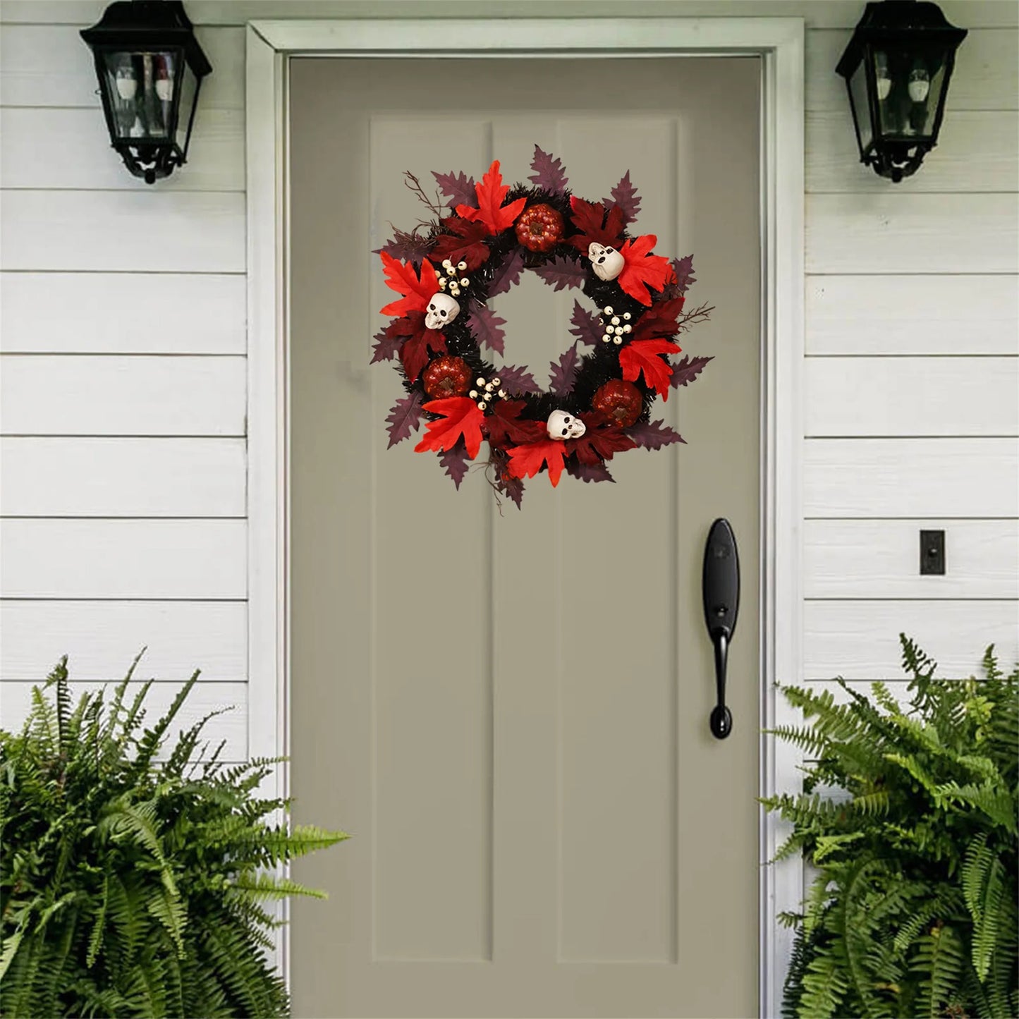 Spooky Halloween Wreath Festive Indoor Decorative Garland for Front Door Halloween Party Favor and Holiday Decoration