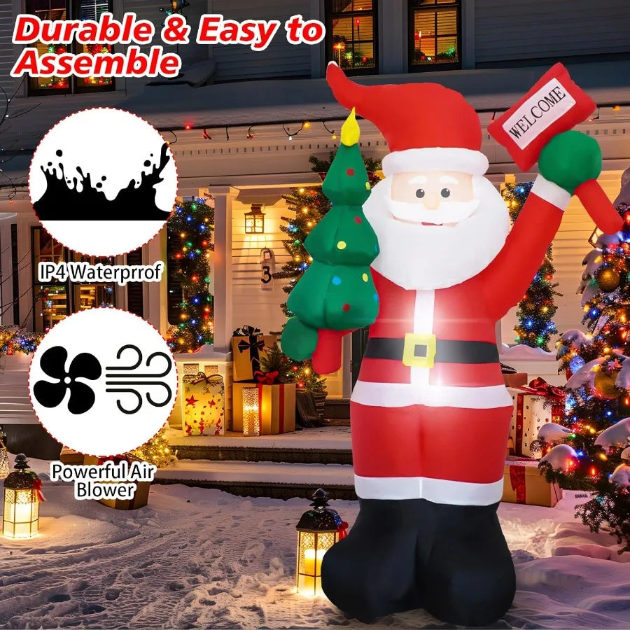 6 FT Christmas Inflatable Santa Claus Outdoor Decorations with BuiltIn LEDs BlowUp Santa for Yard Decorations Inflatable Xmas D