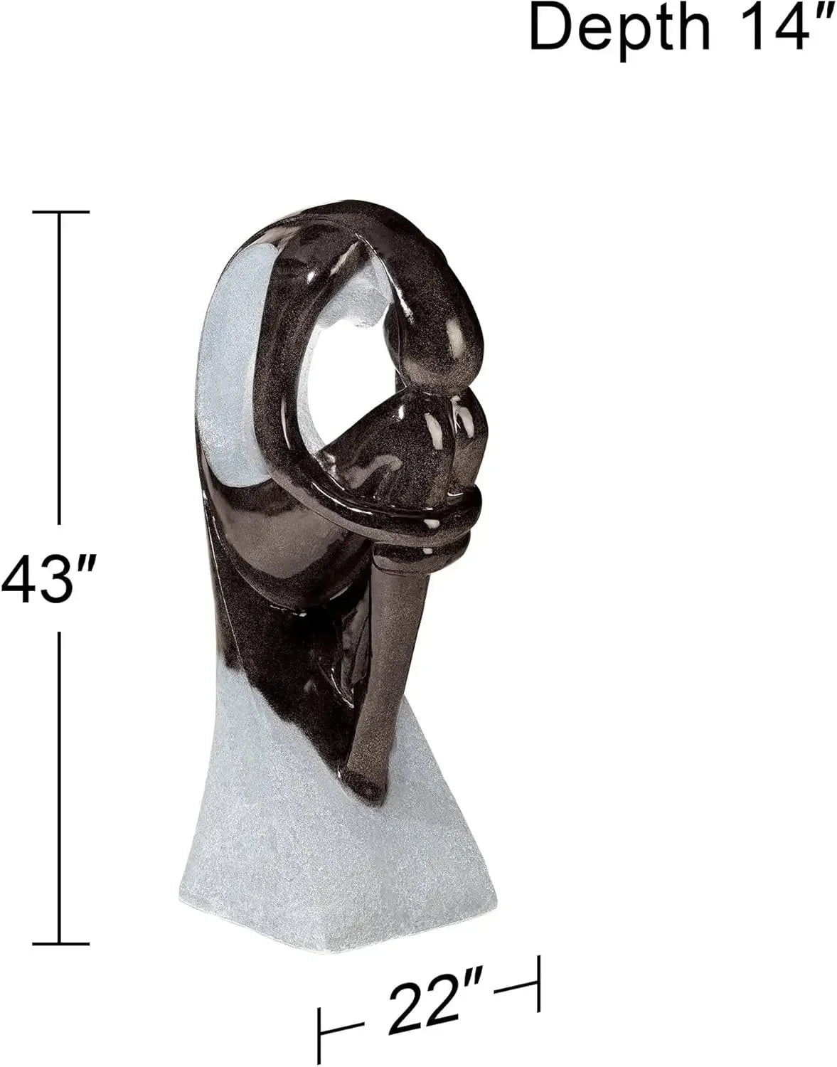 Graceful Form Modern Outdoor Floor Bubbler Water Fountain 43" High with LED Light House Living Room