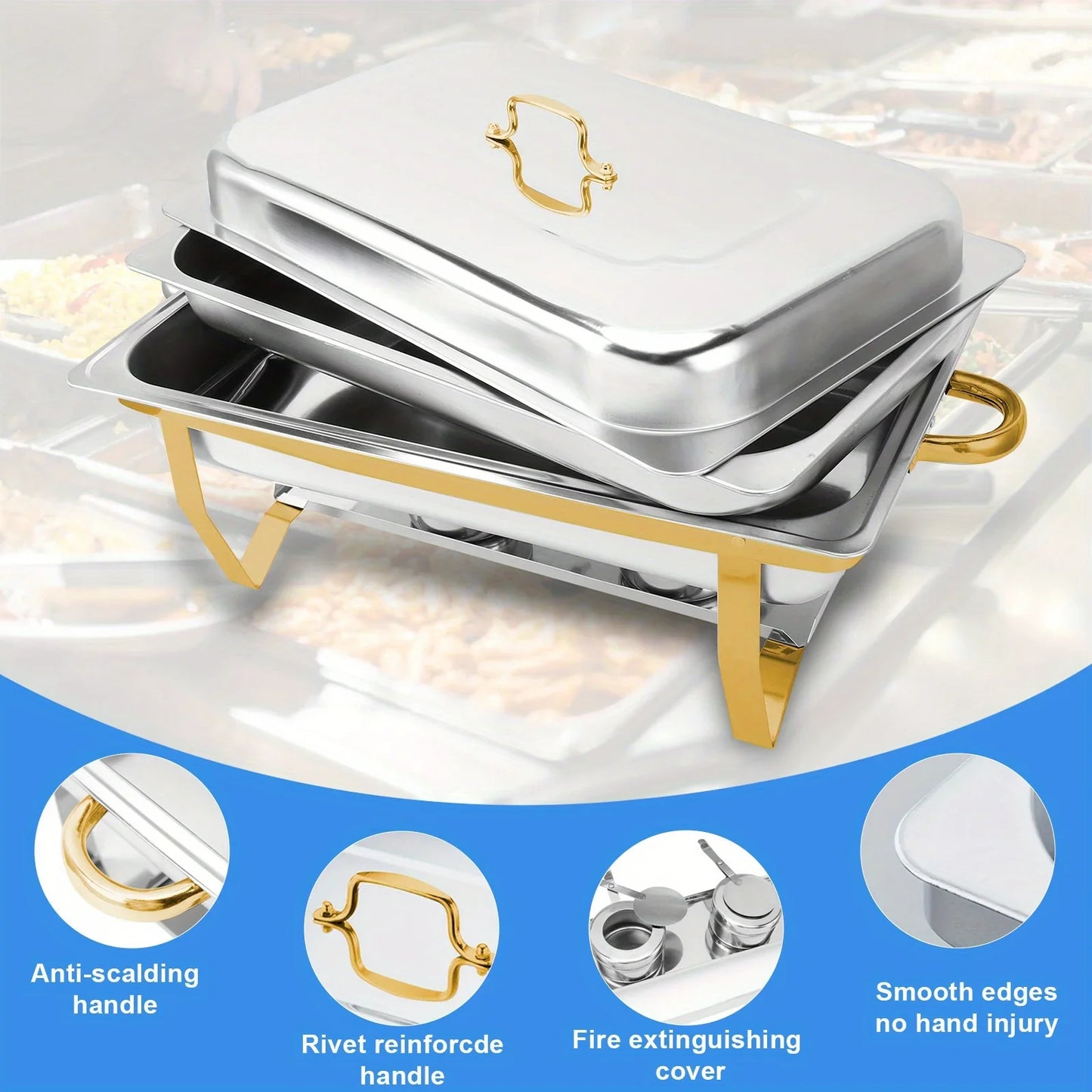 4 Pack 8Quart Chafing Dish Buffet Set Stainless Steel Warmer