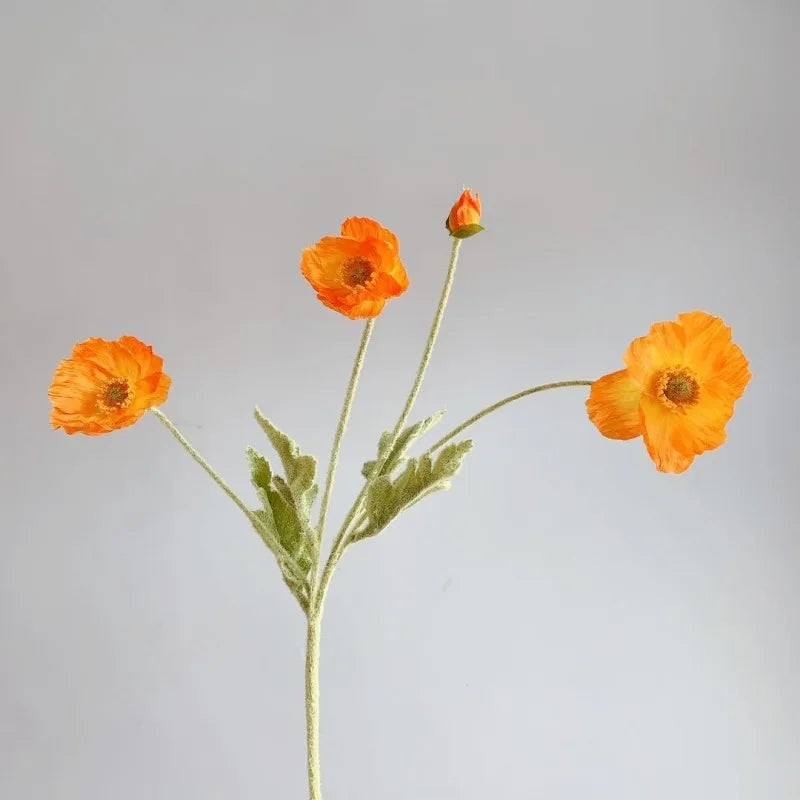 4 Head Poppy Artificial Flowers Bouquet For Home Decor Wedding Party Diy