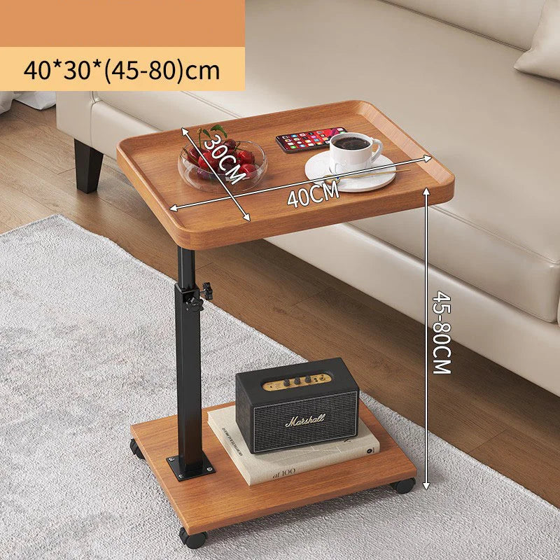 Side Table With Wheel C Shaped Living Room Sofa Side Cabinet Mobile Coffee Table Simple Small Square Table Bedroom Bedside Table