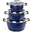 Granitestone Black Pots and Pans Set Nonstick, 6 Stackable Piece Cooking Pots Set, Kitchen Pots, Non Stick Coating, 5qt 3qt & 1