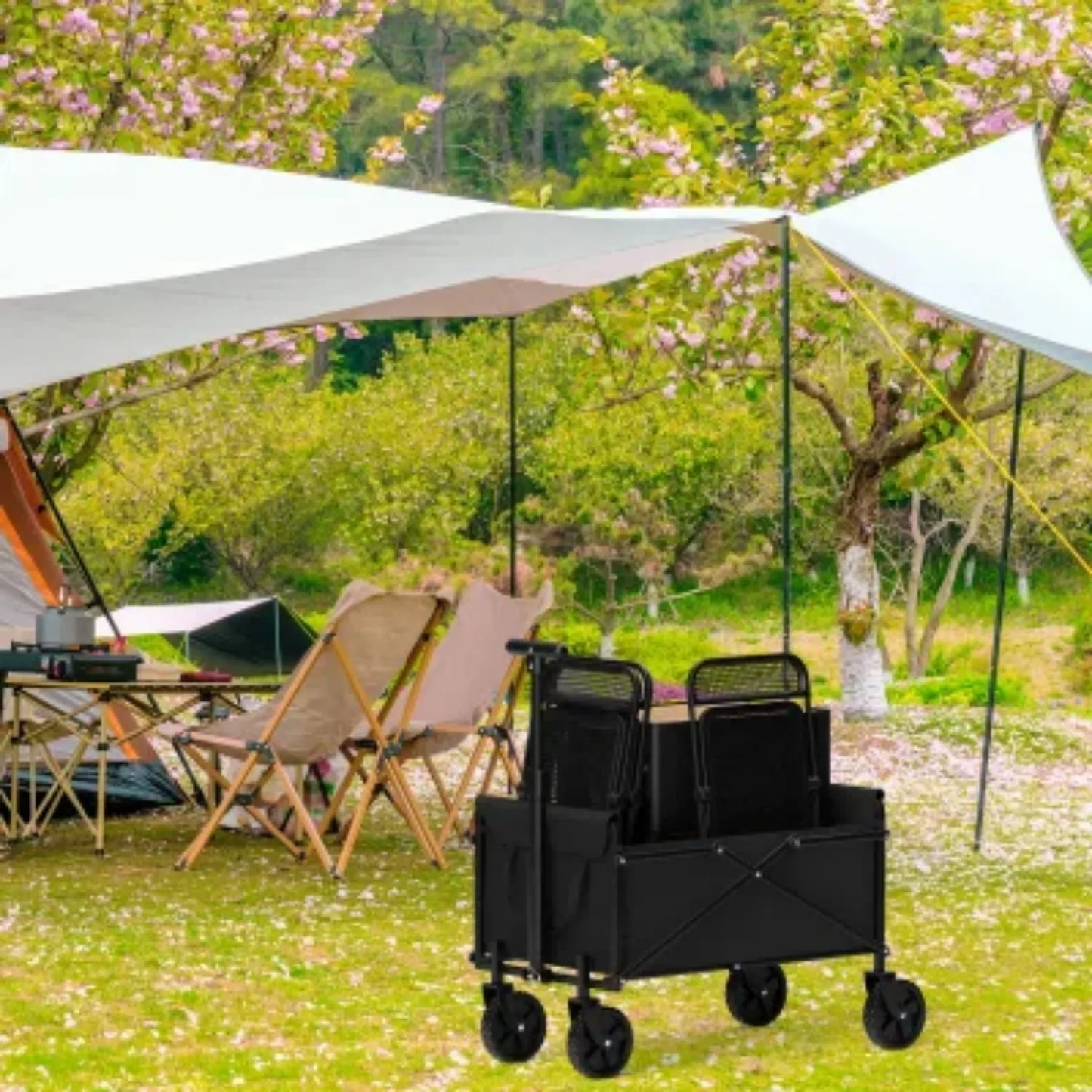 Four Wheel Foldable Garden Handcart One Hand Carry Portable
