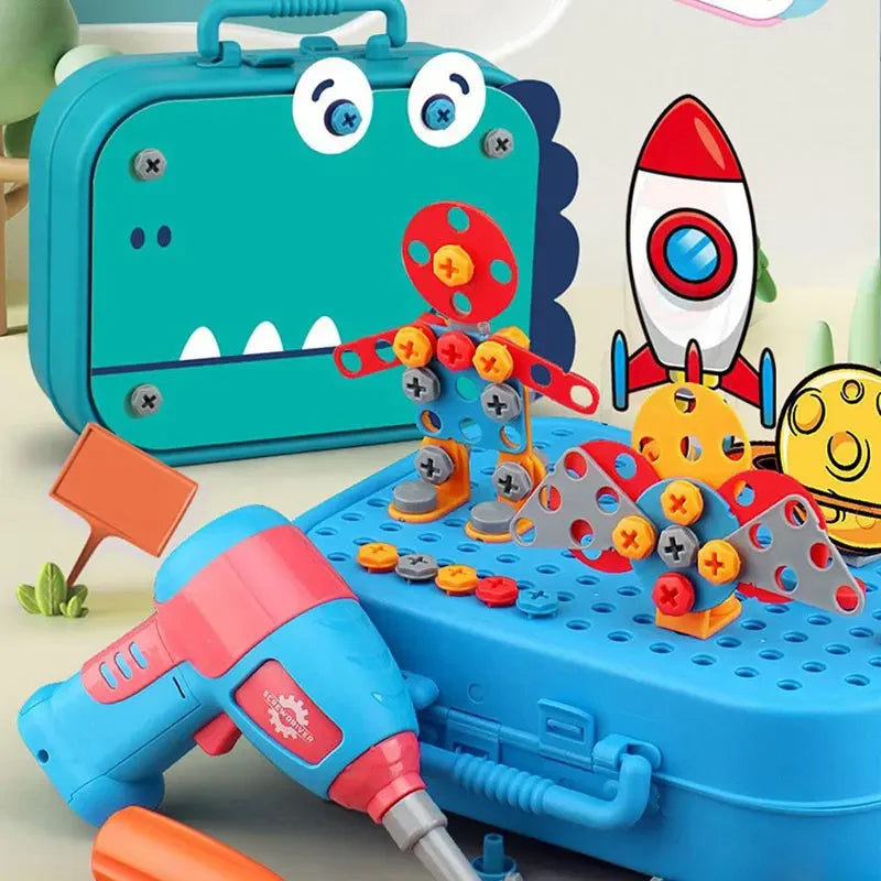 Pretend Play Preschool Children Nut Screw Assembly Simulation Carpenter Tool Educational Montessori Kids Toys Electric Toolbox