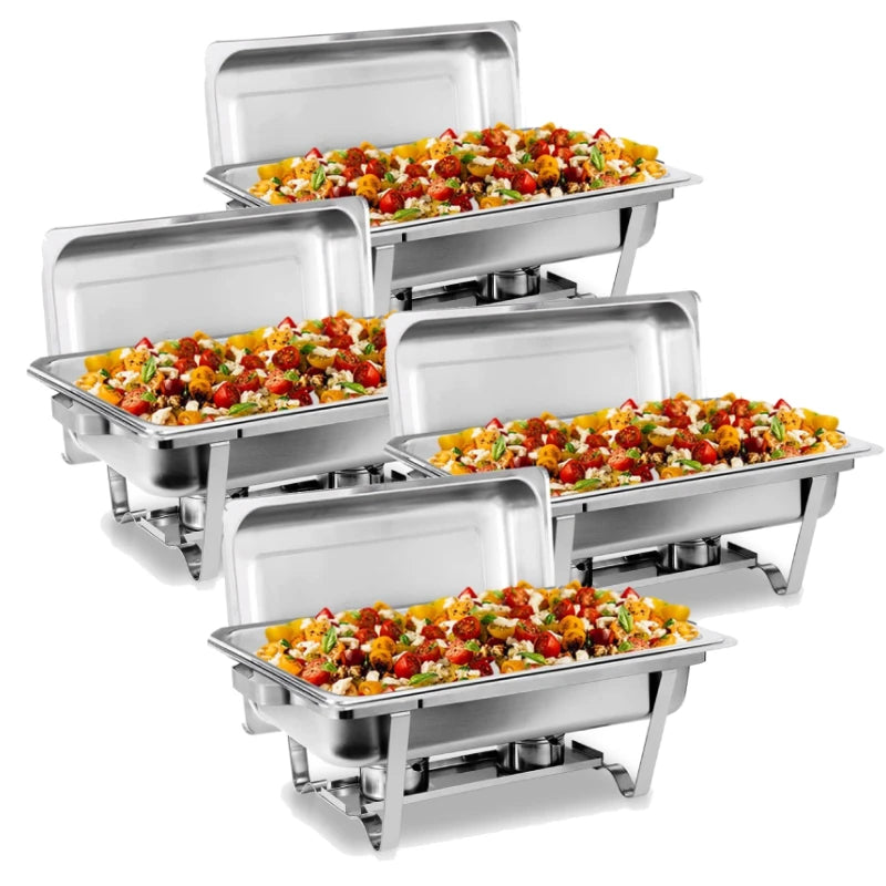 8 Qt Chafing Dish Buffet Set Stainless Steel With Lids Holders 2 4 6 Pack