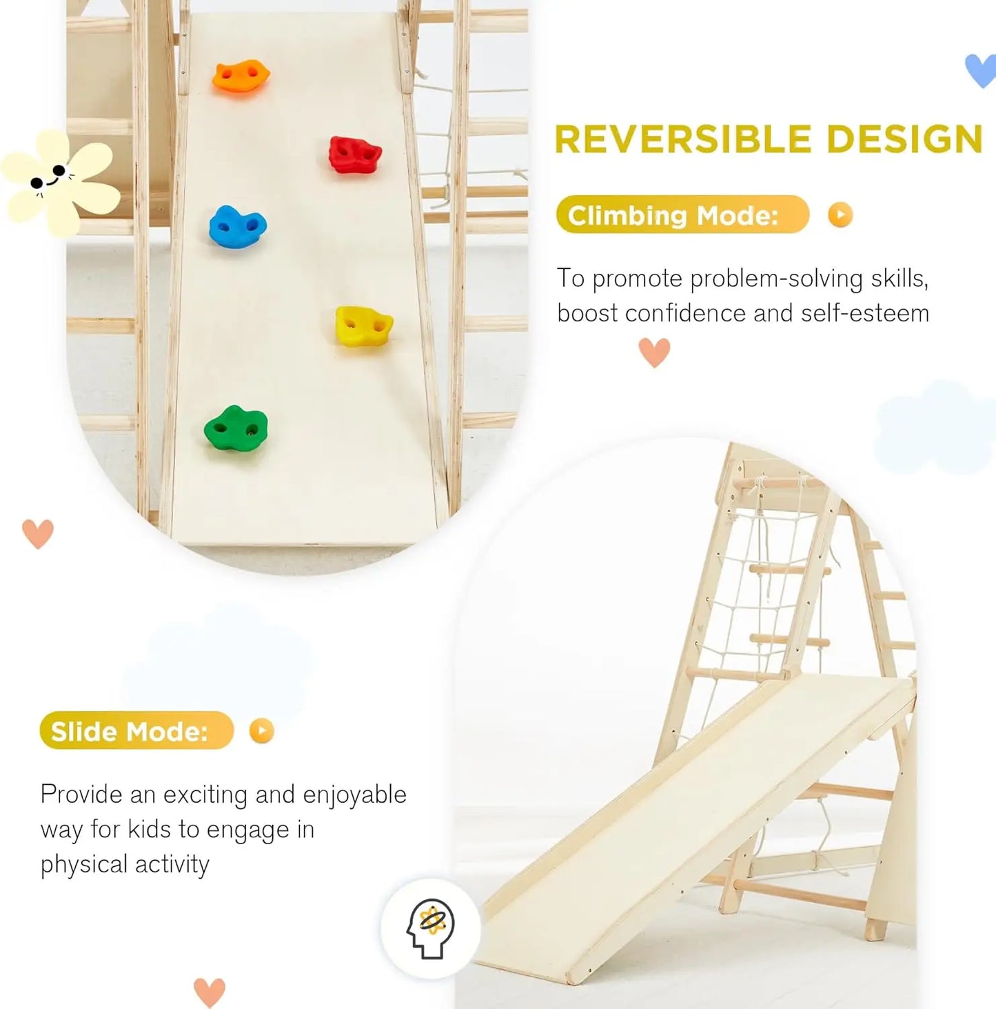 Indoor Jungle Gym, 9 in 1 Kids Indoor Playground, Climbing Toys for Kids with Climbing Wall, Slide, Monkey Bars, Rope Ladder and