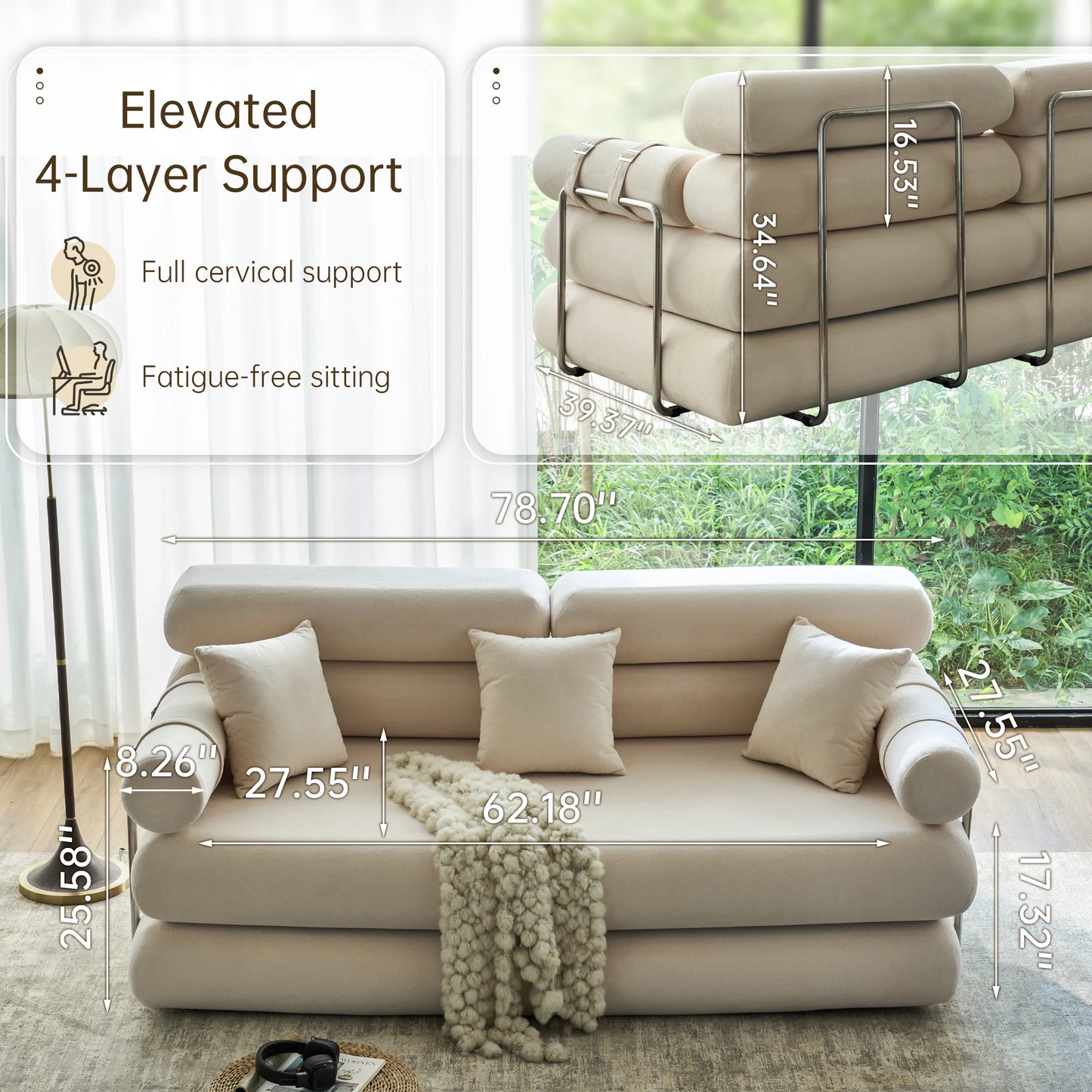 Convertible Sleeper Sofa With High Back Floor Couch Bed