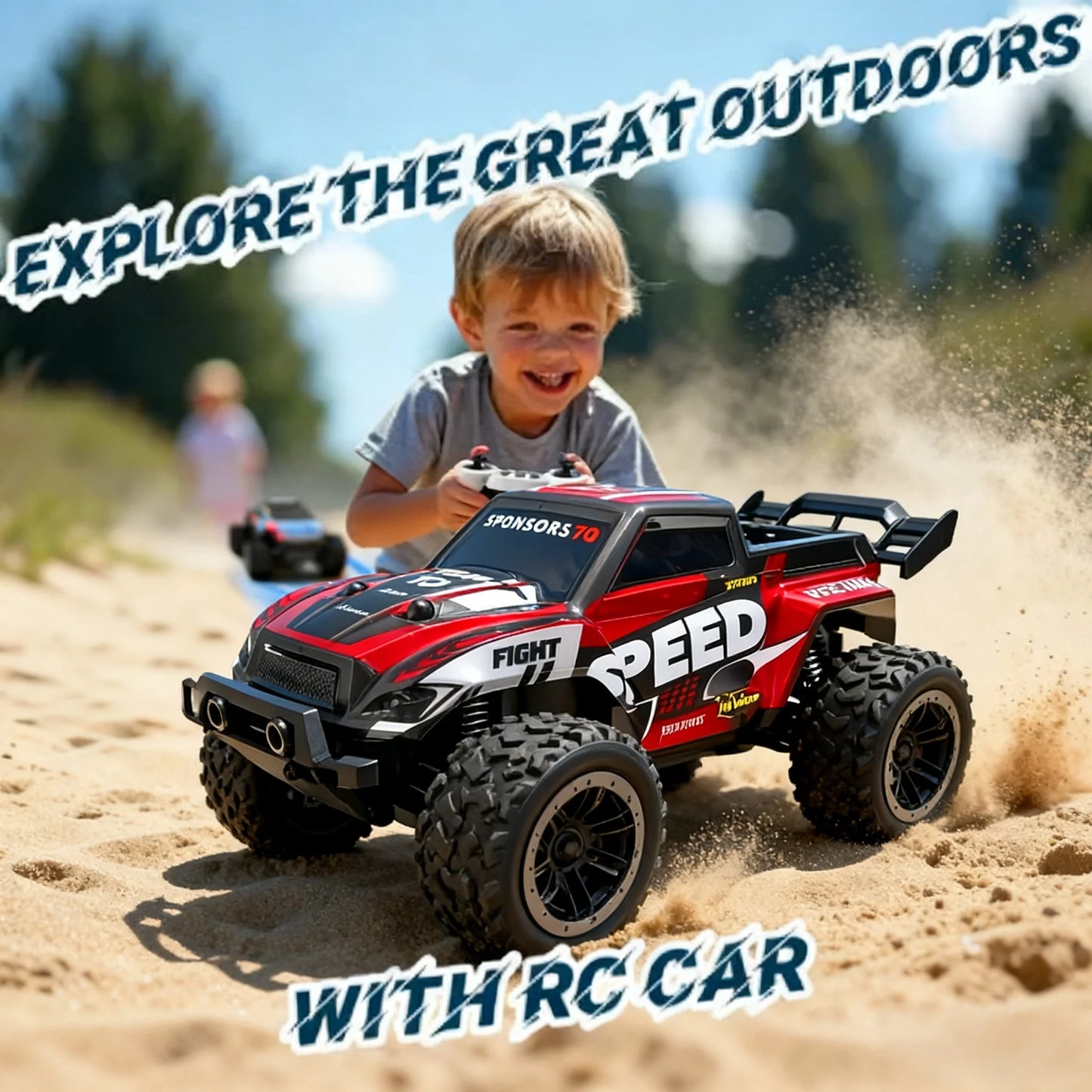 2.4GHz Four Wheel Drive RC Off Road Truck With LED Lights All Terrain Tires