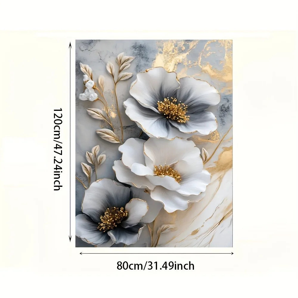 Modern Luxury Floral Canvas Mural Framed 3D Painting for Bedroom and Living Room