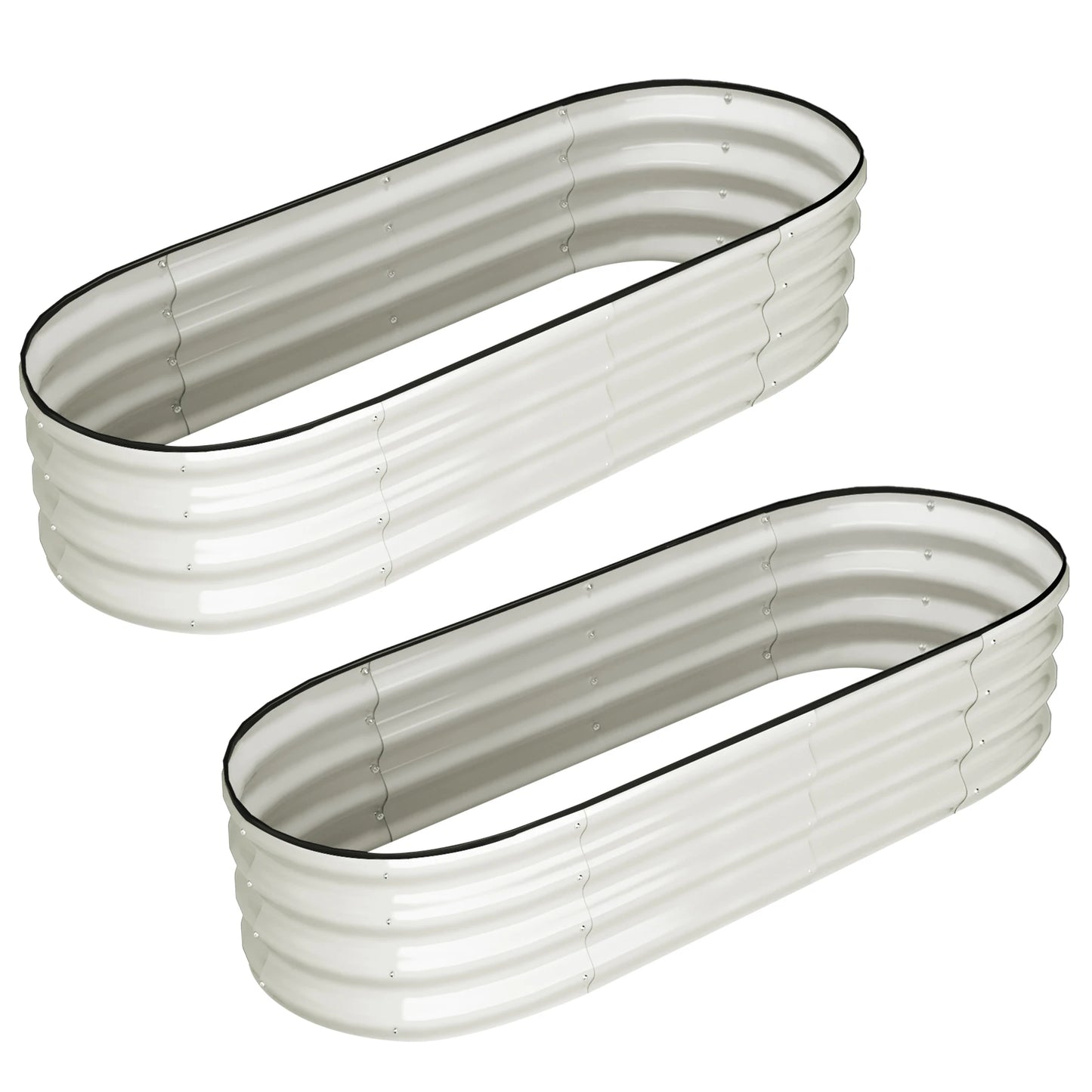 Two Pack Oval Raised Garden Bed 4.5 X 2 X 1 Feet Galvanized Outdoor Planter