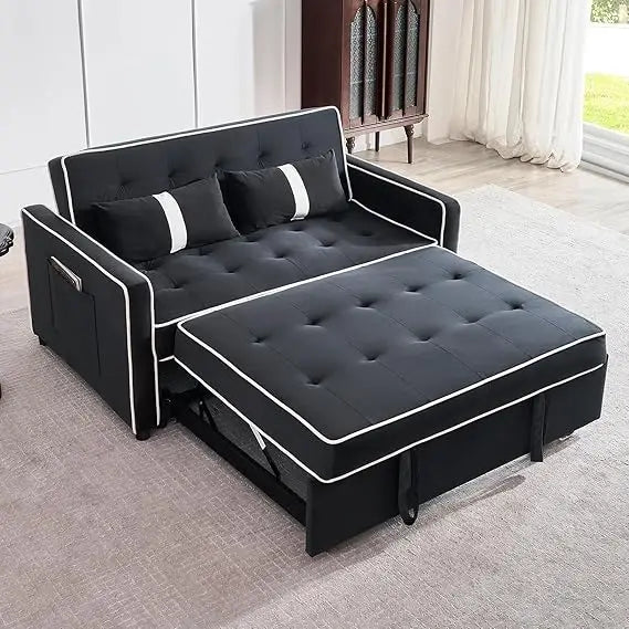 3 In 1 Convertible Sleeper Sofa Bed 54.5 Inch Velvet