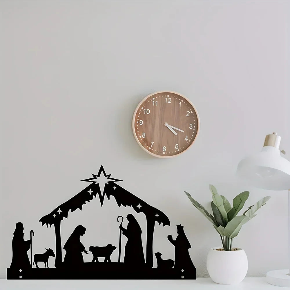 Outdoor Sacred Night Nativity Metal Projection Ornament Christmas Eve Décor Perfect Garden Party Ambiance and Festive Atmosphere