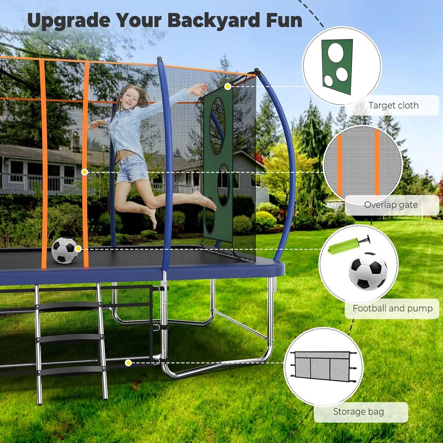 14Ft Outdoor Rectangle Trampoline For Kids And Adults