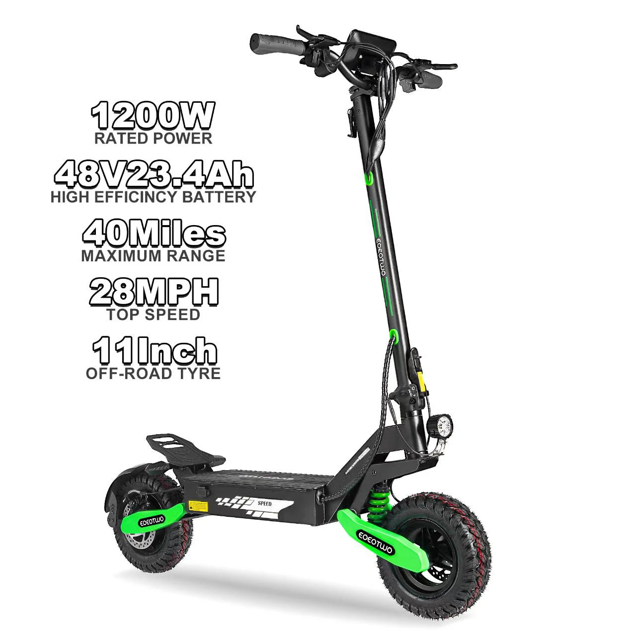 1200W Off Road Electric Scooter for Adults 48V 30MPH Foldable 11 Inch Tubeless