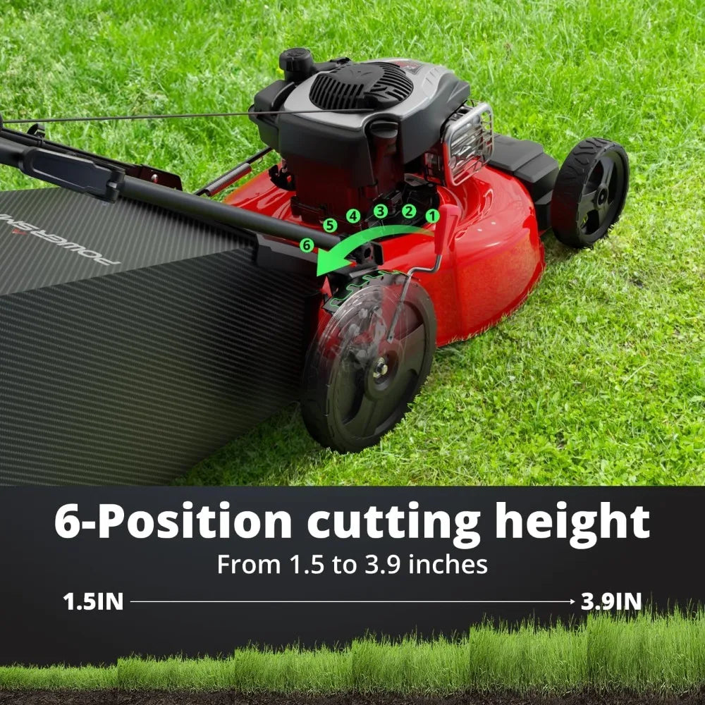 21-Inch Gas Lawn Mower with B&S Engine, 3-in-1 (Bag/Mulch/Rear Discharge), Self-Propelled, 6 Cutting Heights, Durable Steel