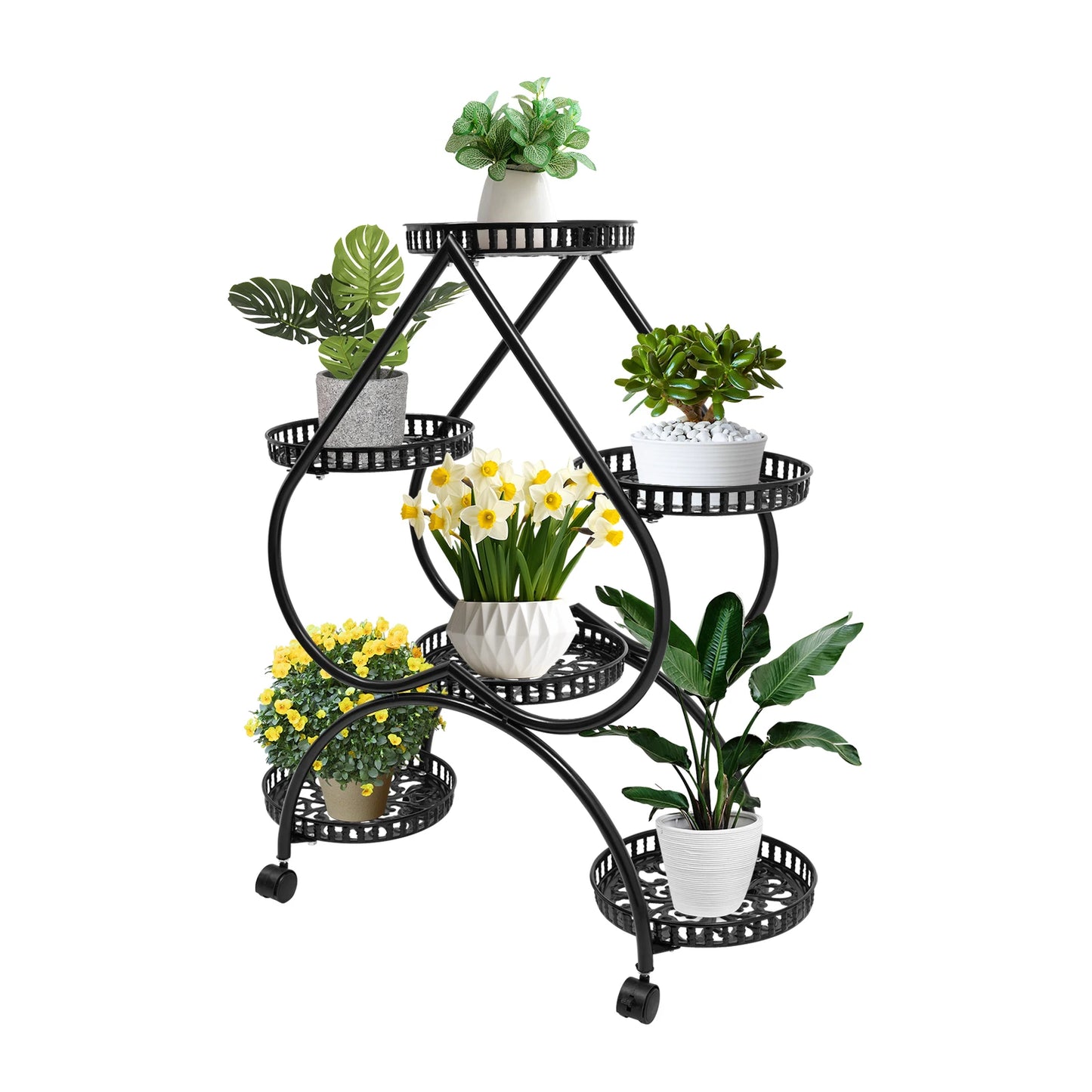 6 Potted Heart Flower Pot Stand 4 Tier Plant Stand for Patio Garden Living Room Corner Balcony and Bedroom