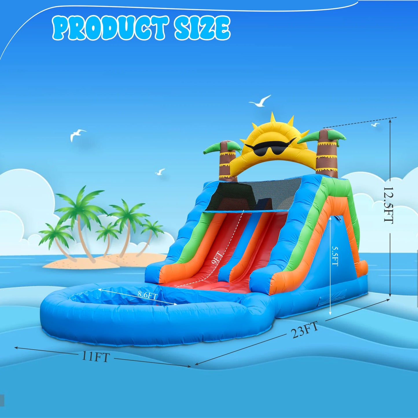 Inflatable Water Slide With 1100W Blower PVC Bounce House
