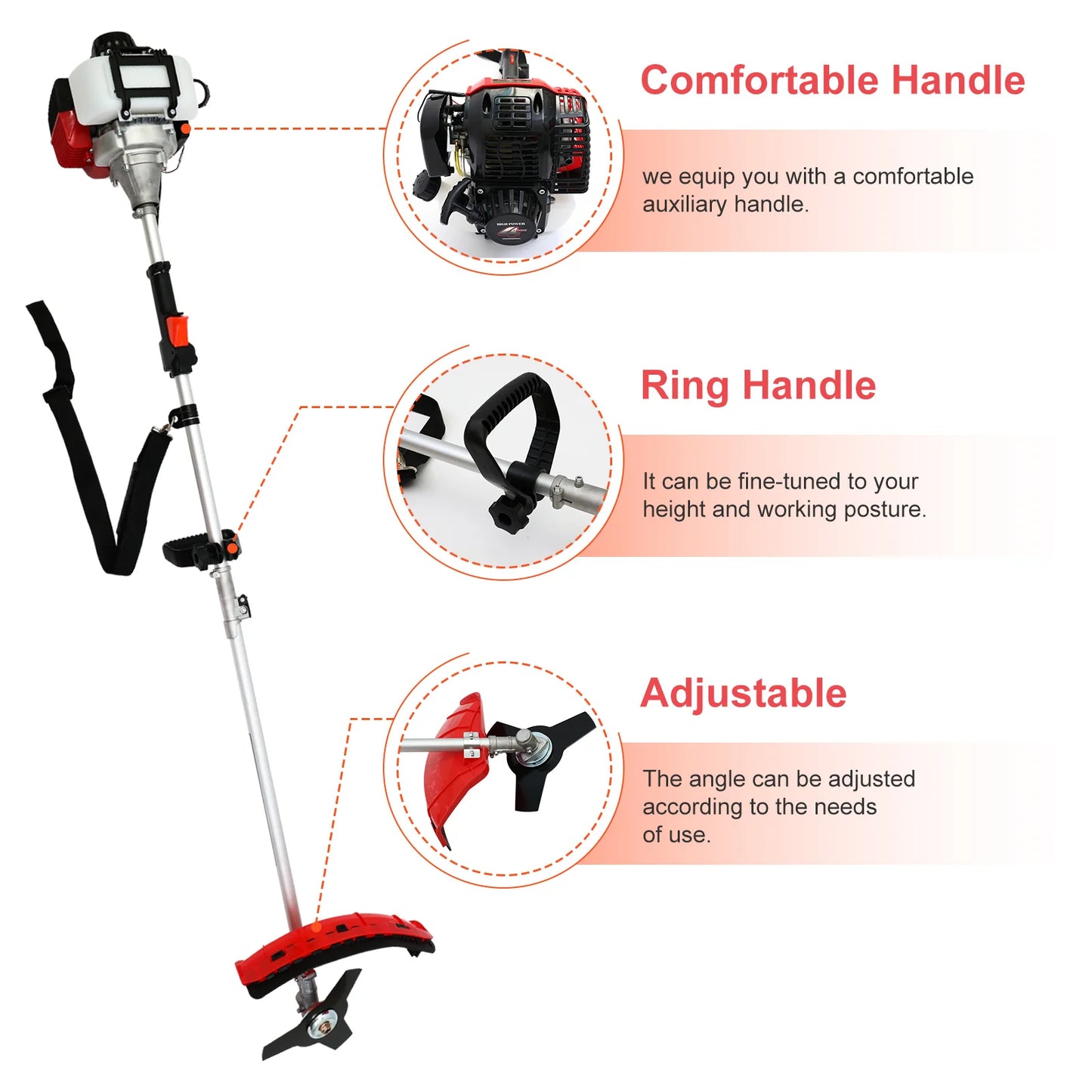 4 Stroke Gas Weed Eater 31cc 13 Inch Straight Shaft Lawn Trimmer