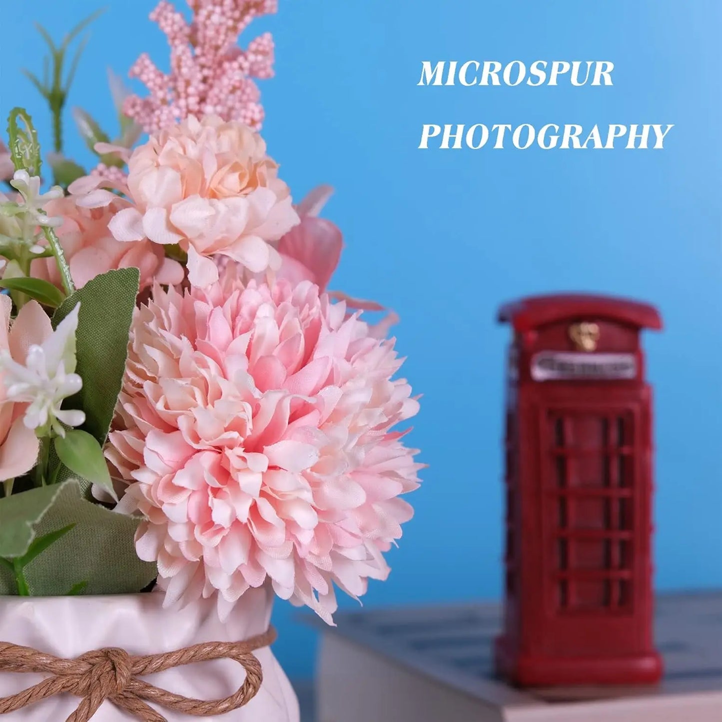 Pink Hydrangea Artificial Flowers in Ceramic Vase Home Office Decor