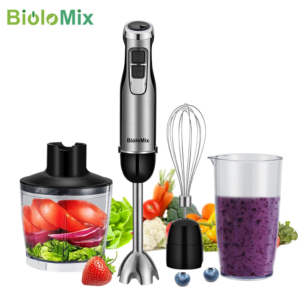 BioloMix 4 In 1 1200W Immersion Hand Blender With Chopper And Smoothie Cup