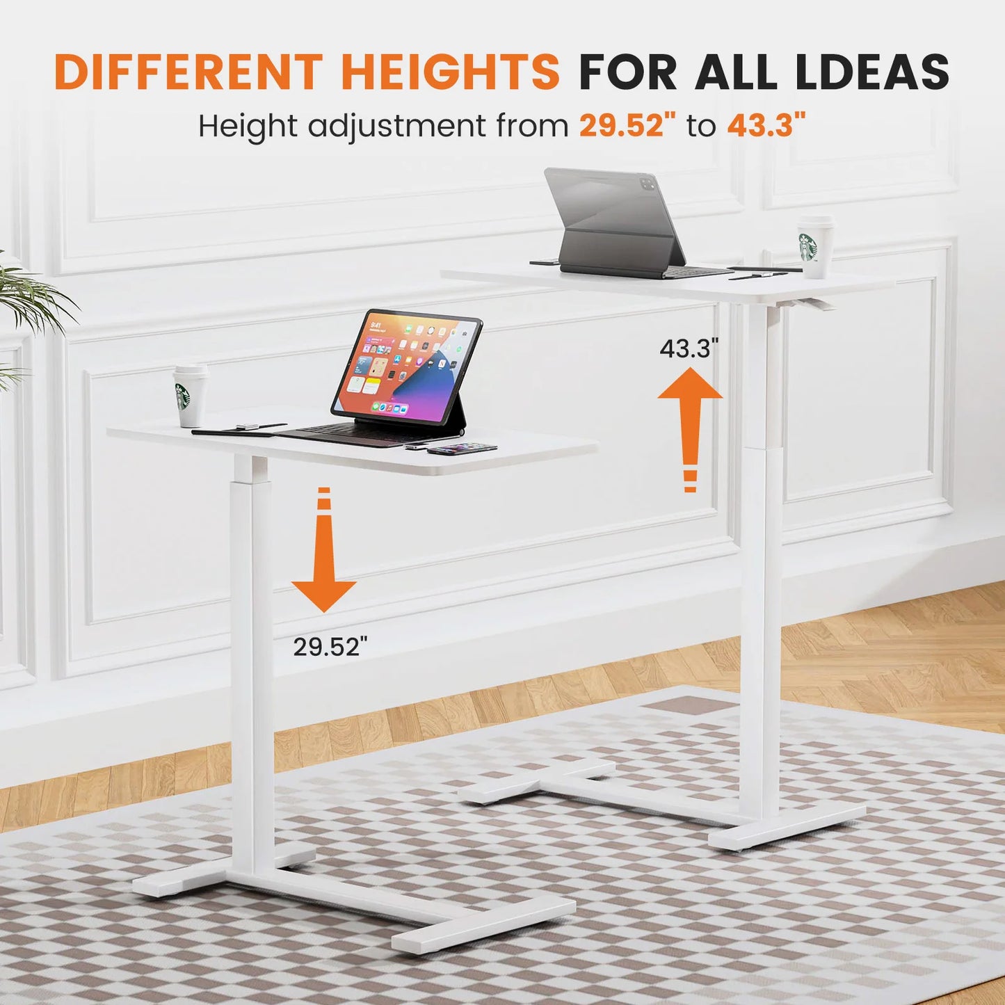 Overbed Bedside Sofa Table With Adjustable Height Desk