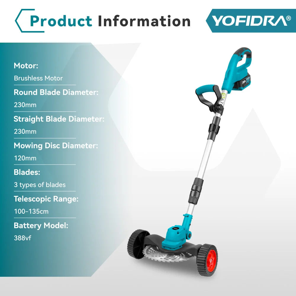 Yofidra 1500W Electric Lawn Mower Makita Battery Cutter