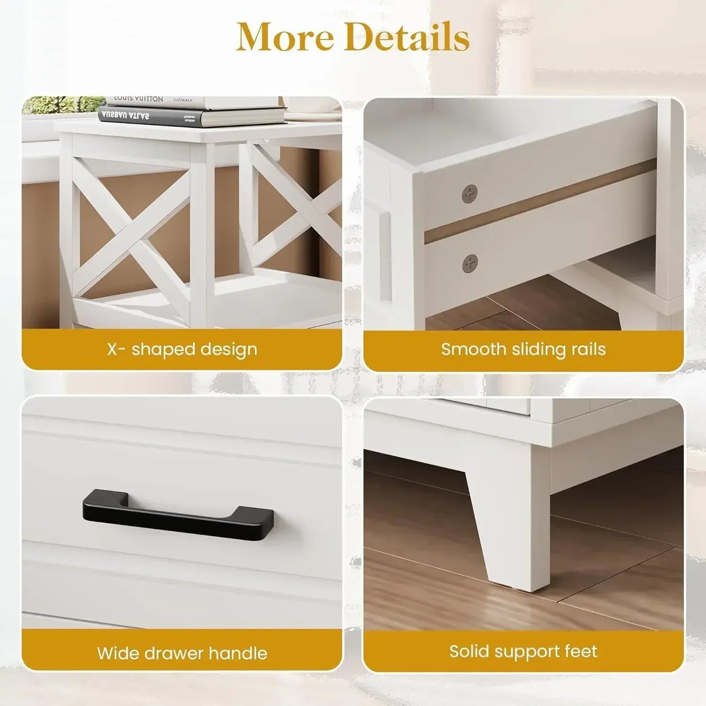 Tall Nightstand Set Of 2 White Side Tables With 2 Drawers