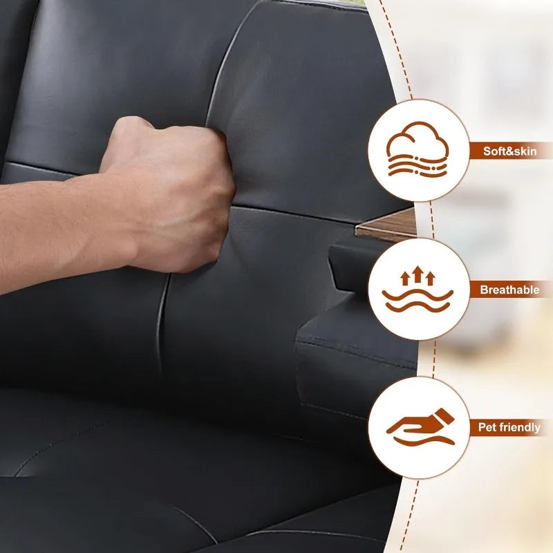 Sectional Couches for Living Room L Shaped Couch 3-Piece Sectional Sofa Set for Living Room and Small Apartment, Classic Black