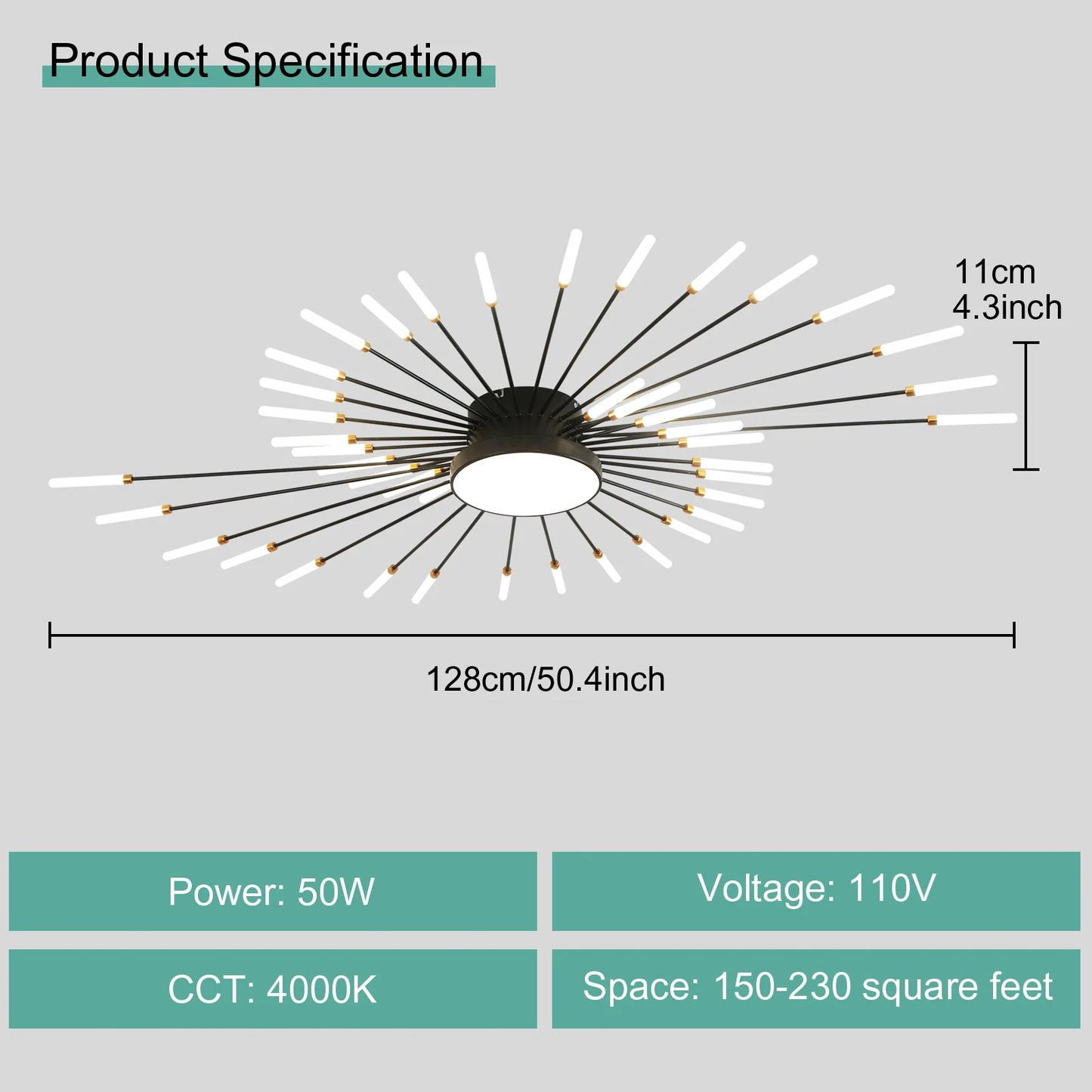 Modern LED Ceiling Light Gold Black Living Room AC 90 260V