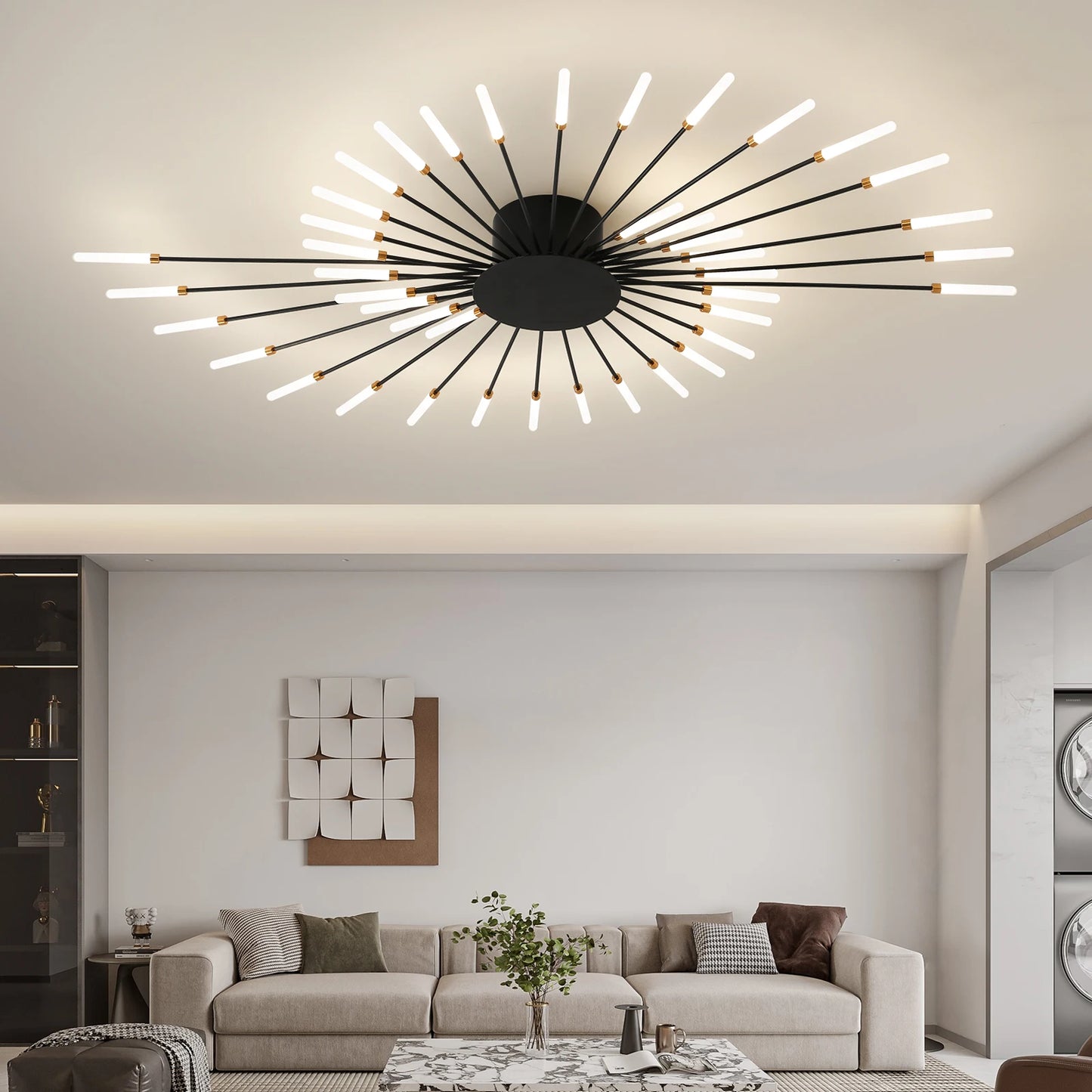 Modern LED Ceiling Light Gold Black Living Room AC 90 260V