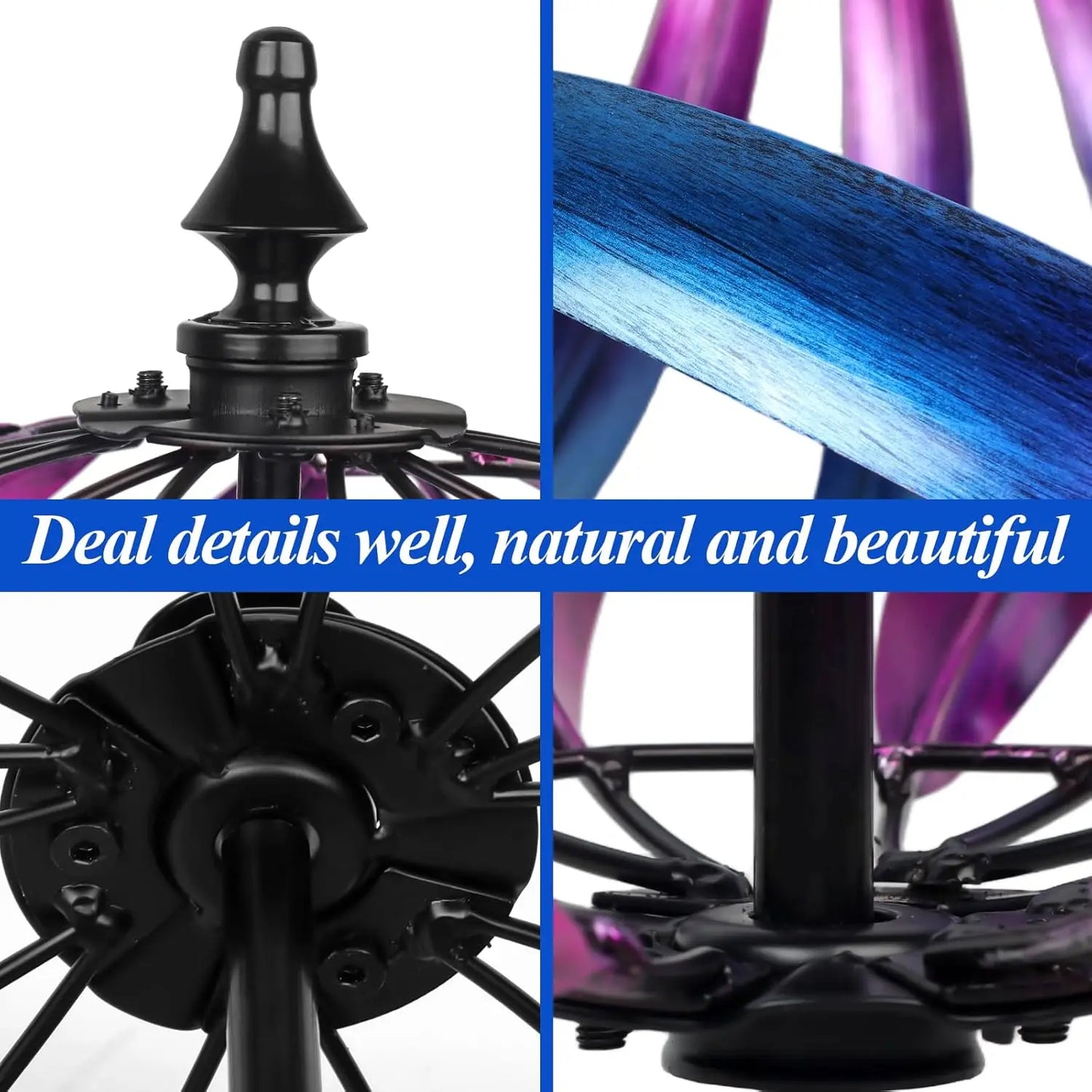 Kinetic Garden Wind Spinner, Double-Layer Metal Art, Blue and Purple Gradient, Outdoor Yard Decoration