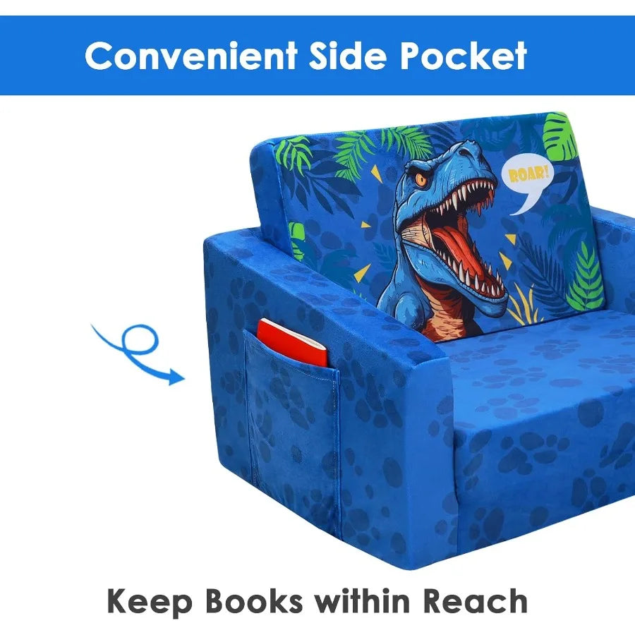 Foldable Sofas Couch 2 in 1 Convertible Sofa to Lounger Flip Open Toddlers Sofa Bed for Home Living Room and Bedroom Use Compac