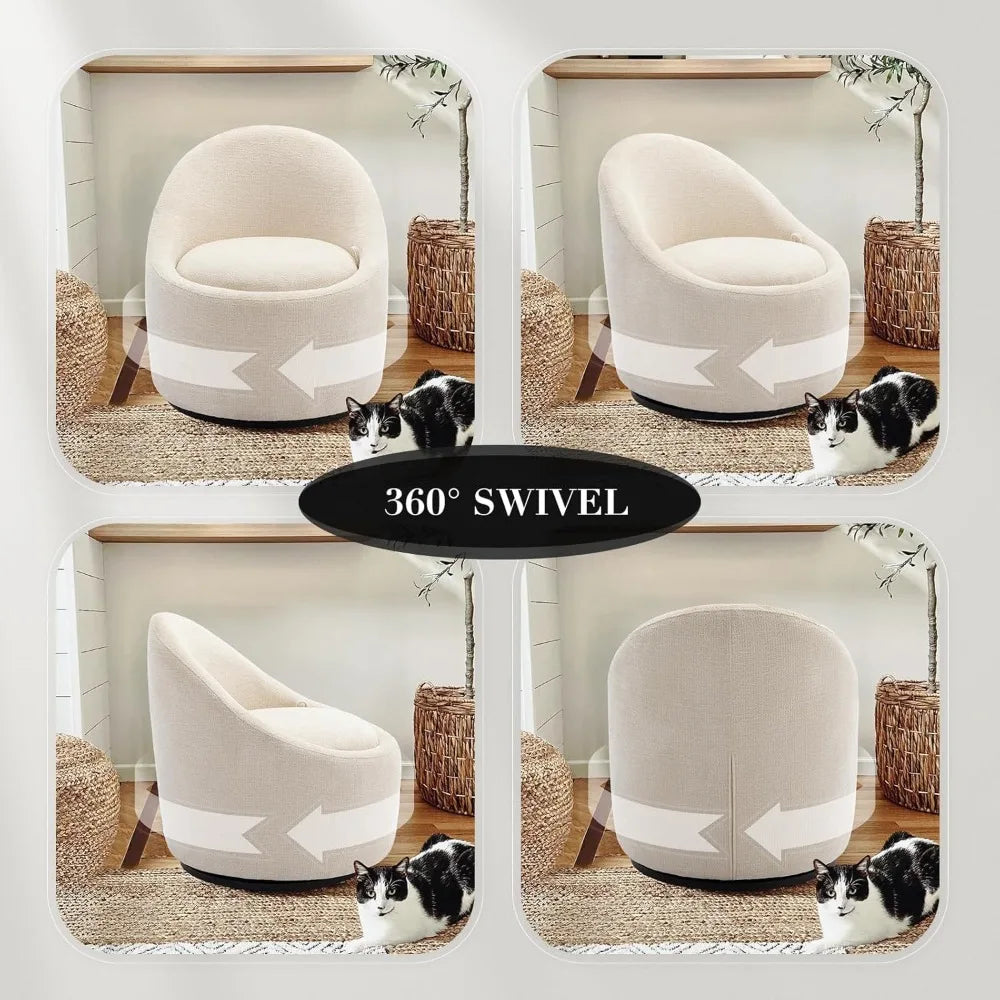Swivel Accent Chair, 360° Swivel Chair with Hidden Storage, Modern Small Barrel Swivel Armchair for Living Room/Bedroom,