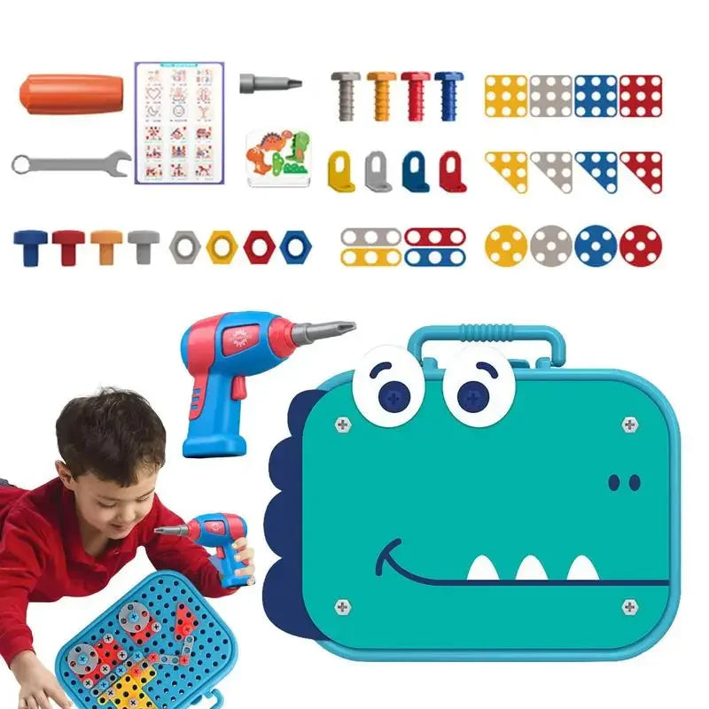 Pretend Play Preschool Children Nut Screw Assembly Simulation Carpenter Tool Educational Montessori Kids Toys Electric Toolbox