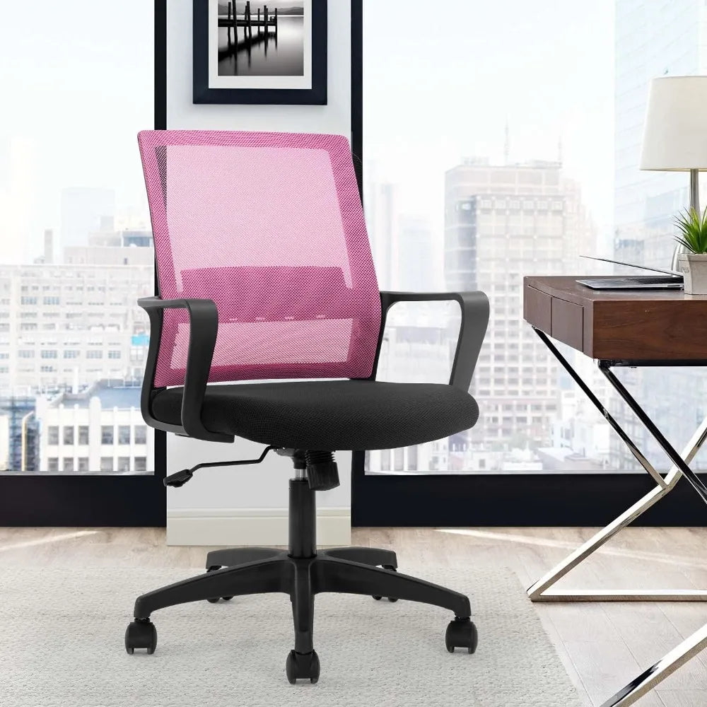 Office Chair Ergonomic Desk Chair Mid-Back Mesh Computer Chair Lumbar Support Comfortable Executive Adjustable Black