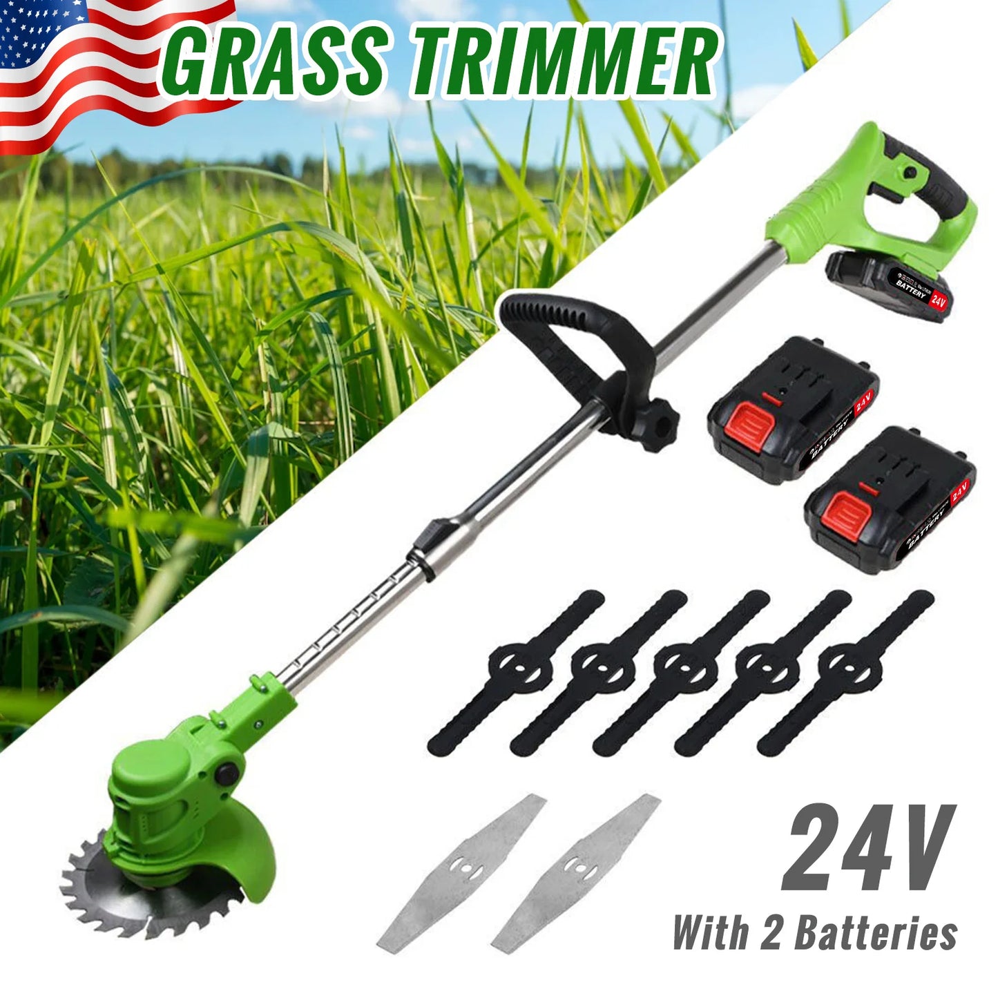 Cordless Electric Weed Trimmer 2 In 1 Lawn Grass Trimmer