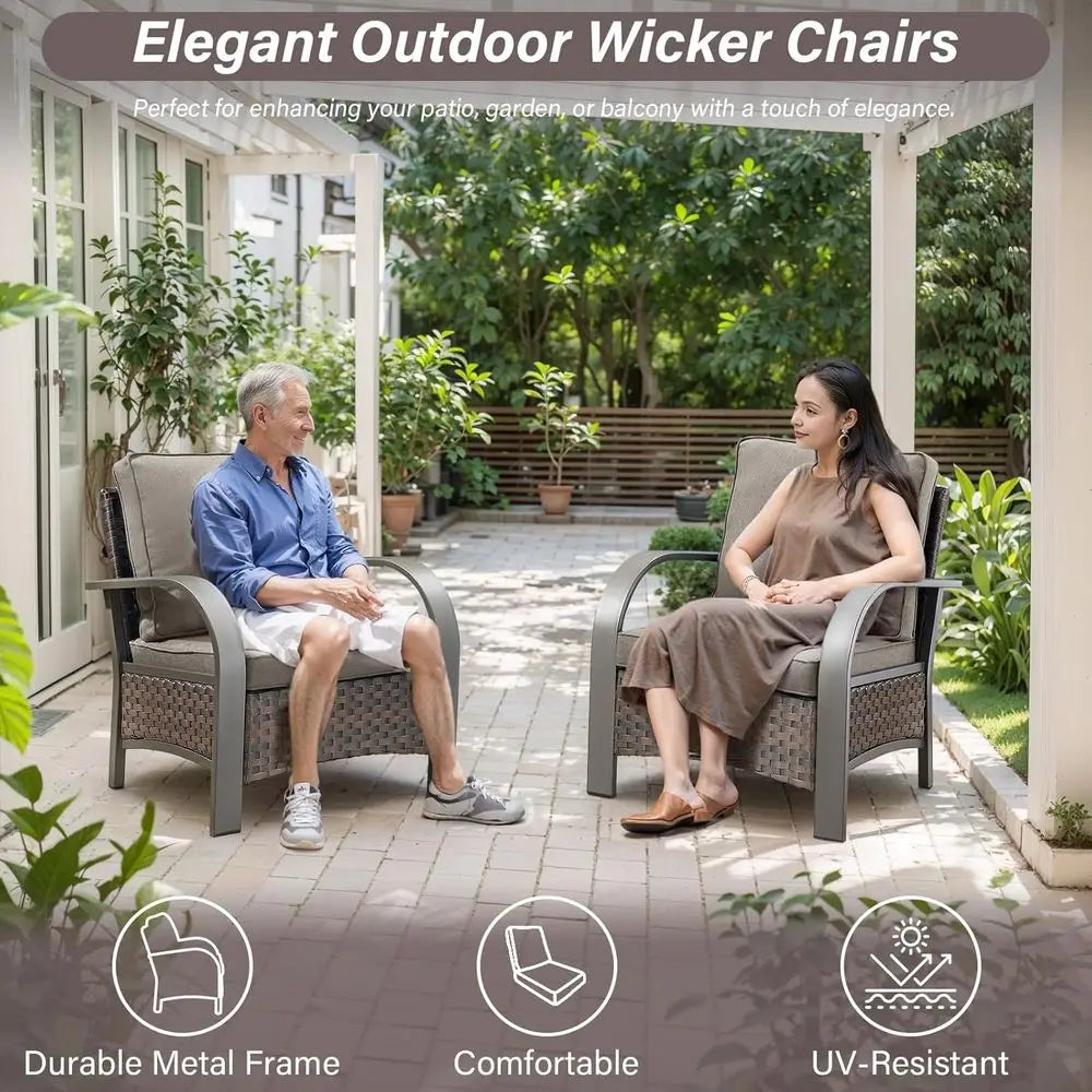 5 Piece Patio Furniture Set With Fire Pit Table And 4 Wicker Chairs