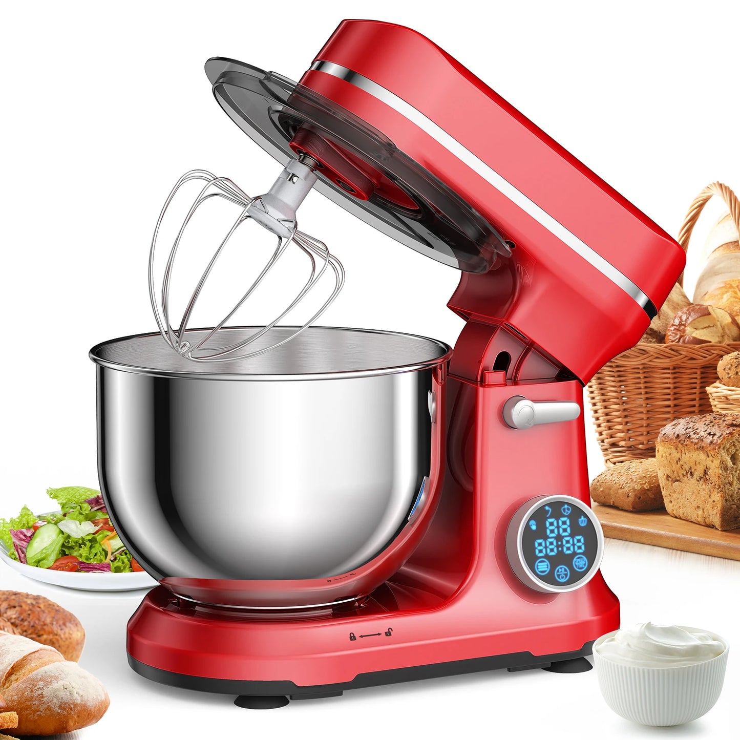 BioloMix Kitchen Stand Mixer 1200W 11 Speed DC Motor With Digital OLED Screen