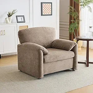 Grey Accent Chair, 38" Oversized Living Room Chairs Chenille Comfy Upholstered Lounge Armchair Soft Single Sofa Chair for Bedroo