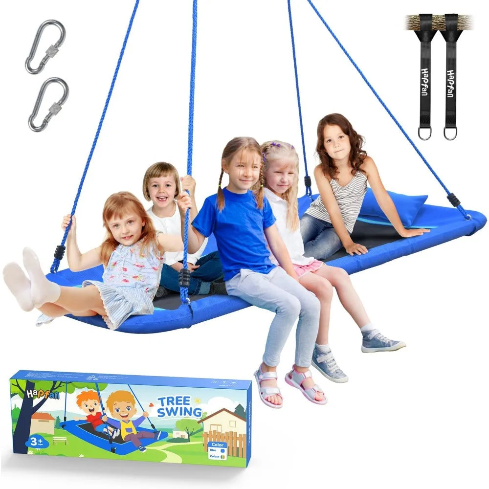 800lbs 60" Platform Tree Swing for Kids and Adults with Pillow, Heavy Duty Large Rectangle Swing for Kids Outdoor, Textilene Fa