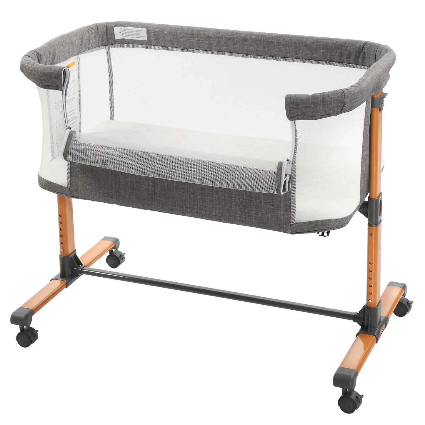 Iron pipe + plastic 150D encrypted cationic fabric gray baby cradle bed