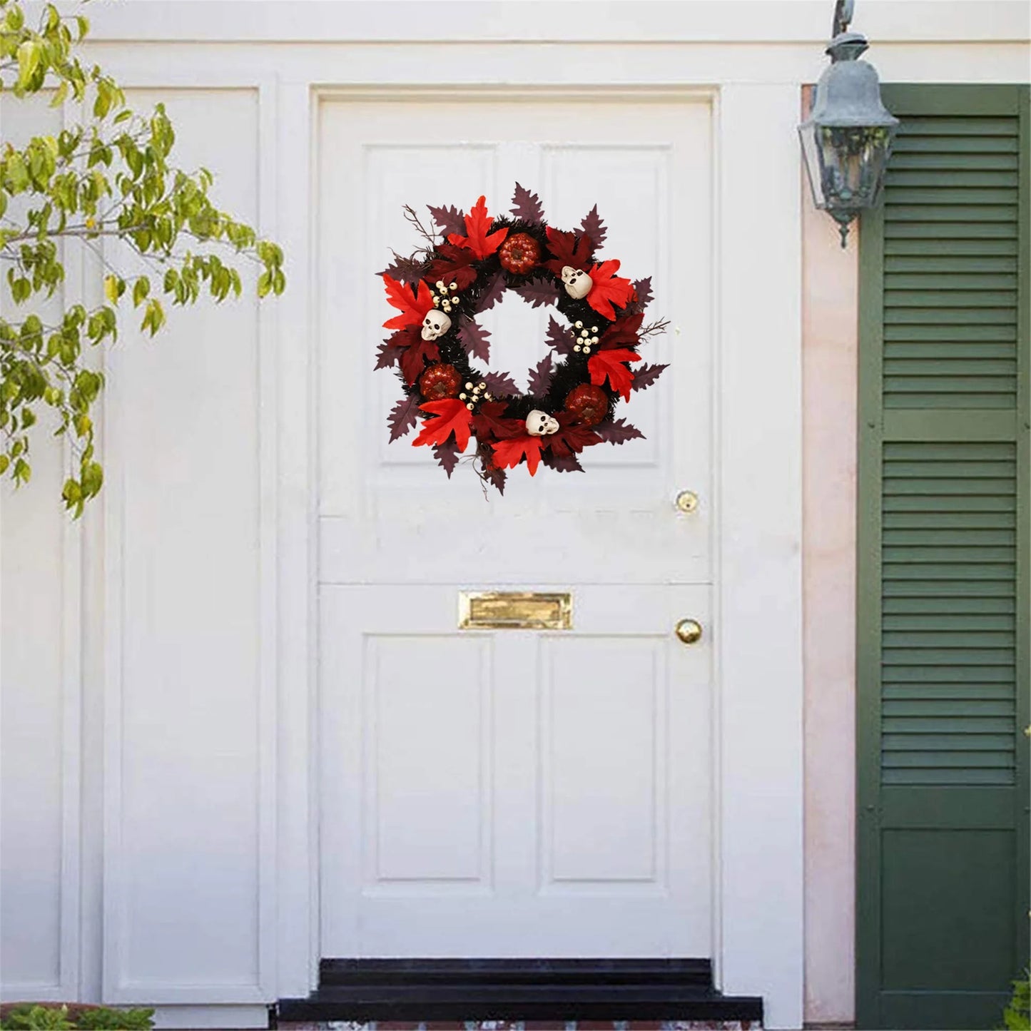 Spooky Halloween Wreath Festive Indoor Decorative Garland for Front Door Halloween Party Favor and Holiday Decoration