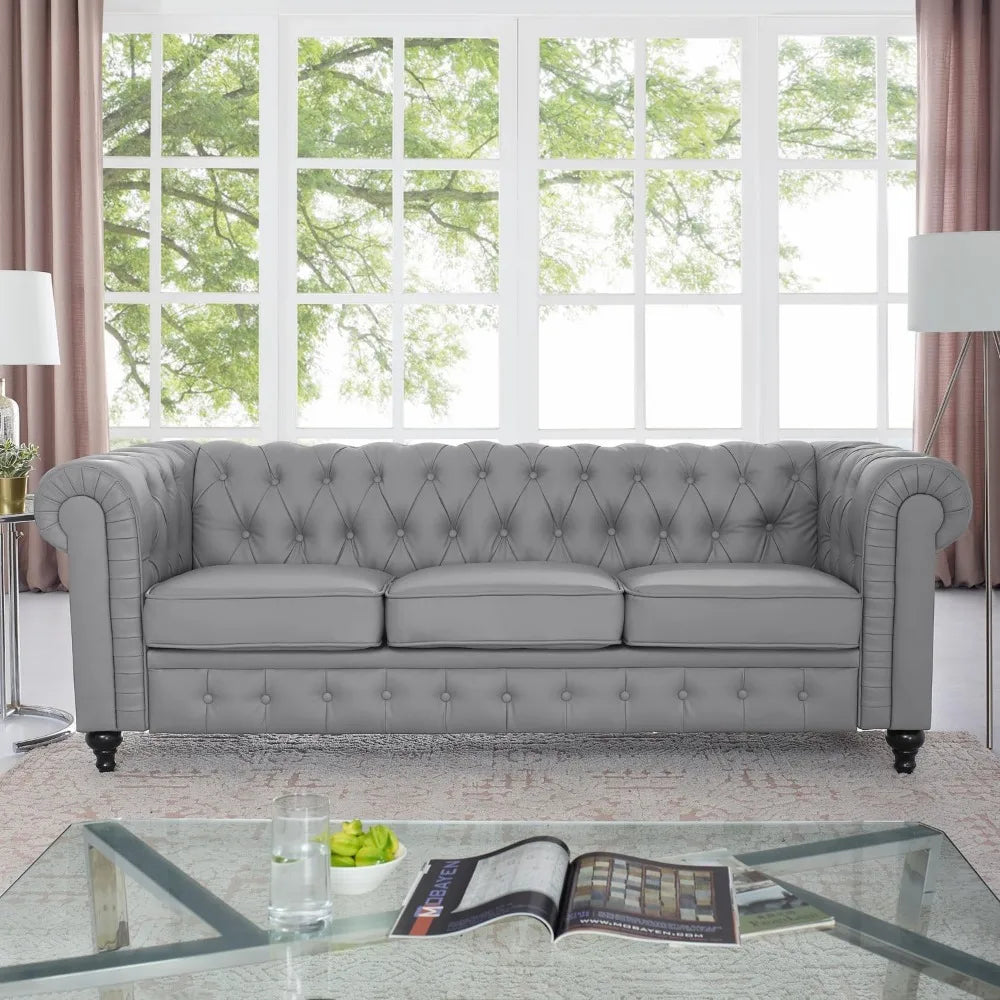 Chesterfield Sofa Set 3 Piece Muebles para La Sala Juegos Living Room Set Modern Furniture Leather Sofa Couches