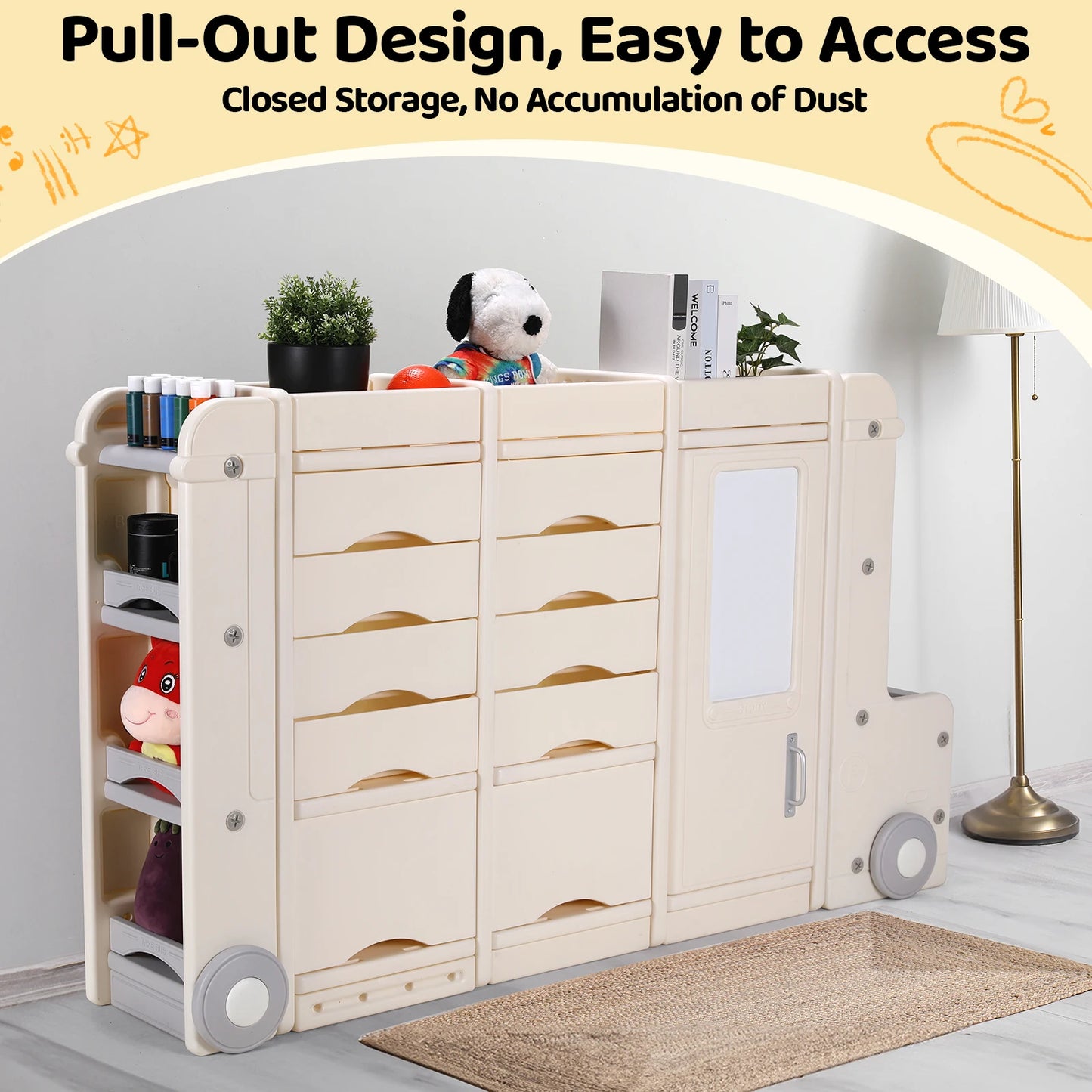 AOOU Kids Truck Shaped Toy Organizer Storage Cabinet
