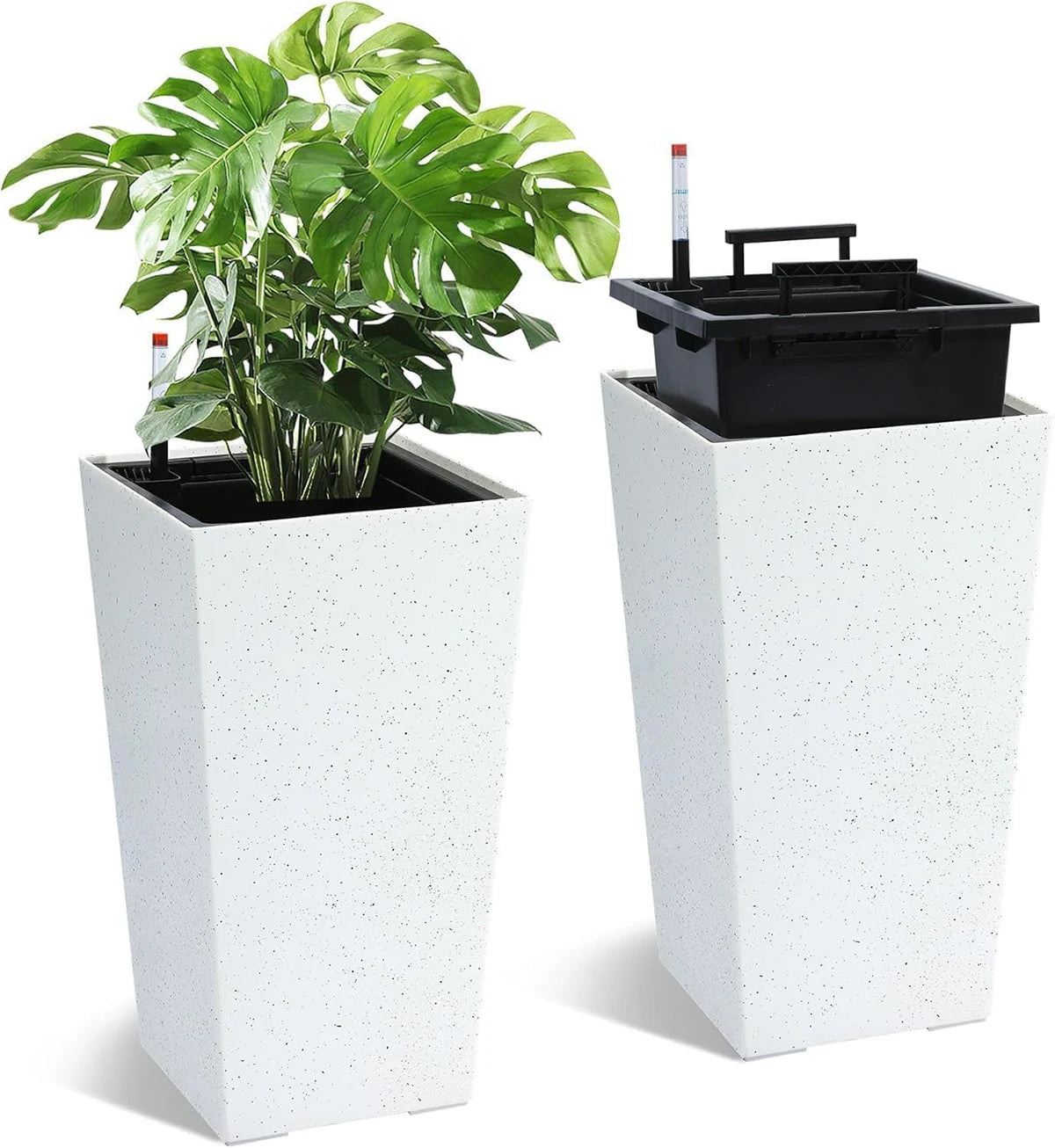 Rectangular Planters Set Of 2 Outdoor Pots With Water Level