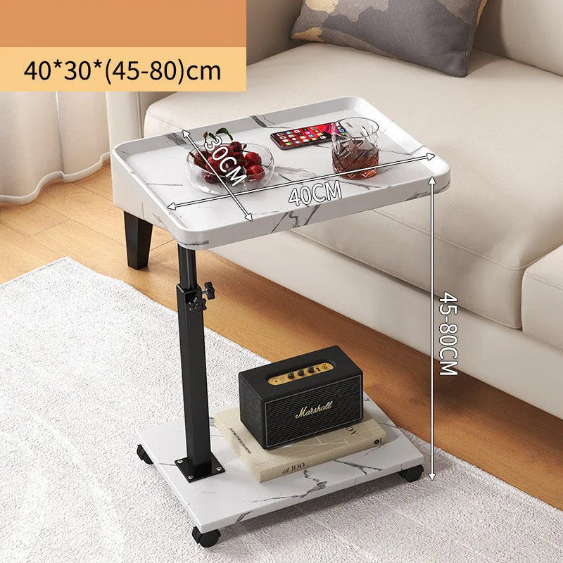 Side Table With Wheel C Shaped Living Room Sofa Side Cabinet Mobile Coffee Table Simple Small Square Table Bedroom Bedside Table