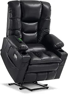 Triple Motor Power Lift Recliner Chair with Massage and Dual Heating, Adjustable Headrest for Big and Tall Elderly People, Faux