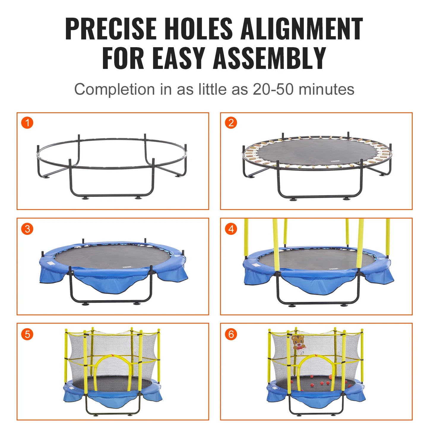 VEVOR 60" 5FT Trampoline for Kids Indoor Outdoor Trampoline with Safety Enclosure Net Basketball Hoop and Ocean Balls for Kids